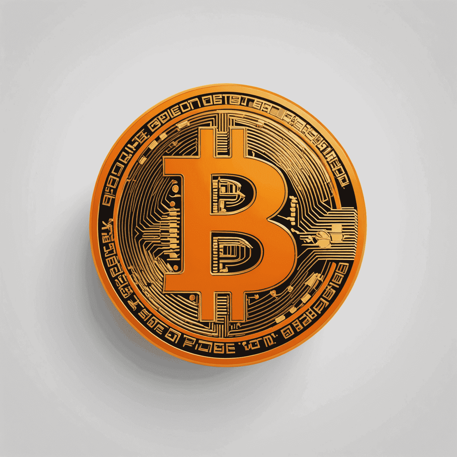 Das Bitcoin-Logo, bestehend aus einem großen orangefarbenen 'B' mit zwei vertikalen Strichen auf einem weißen Hintergrund