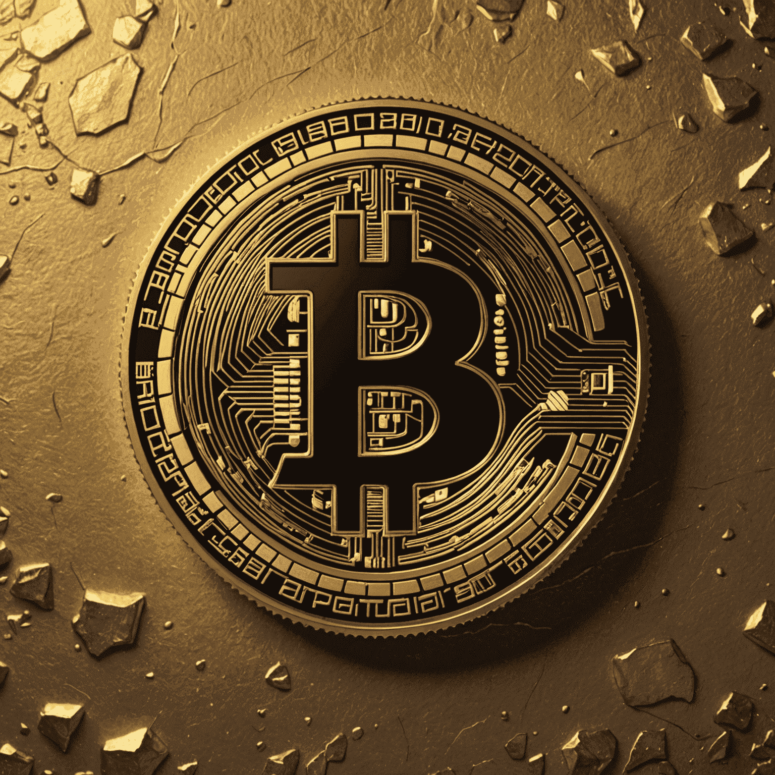 Das Logo von Bitcoin, der Pionier der Kryptowährungen, in Form einer goldenen Münze mit dem ikonischen Bitcoin-Symbol.