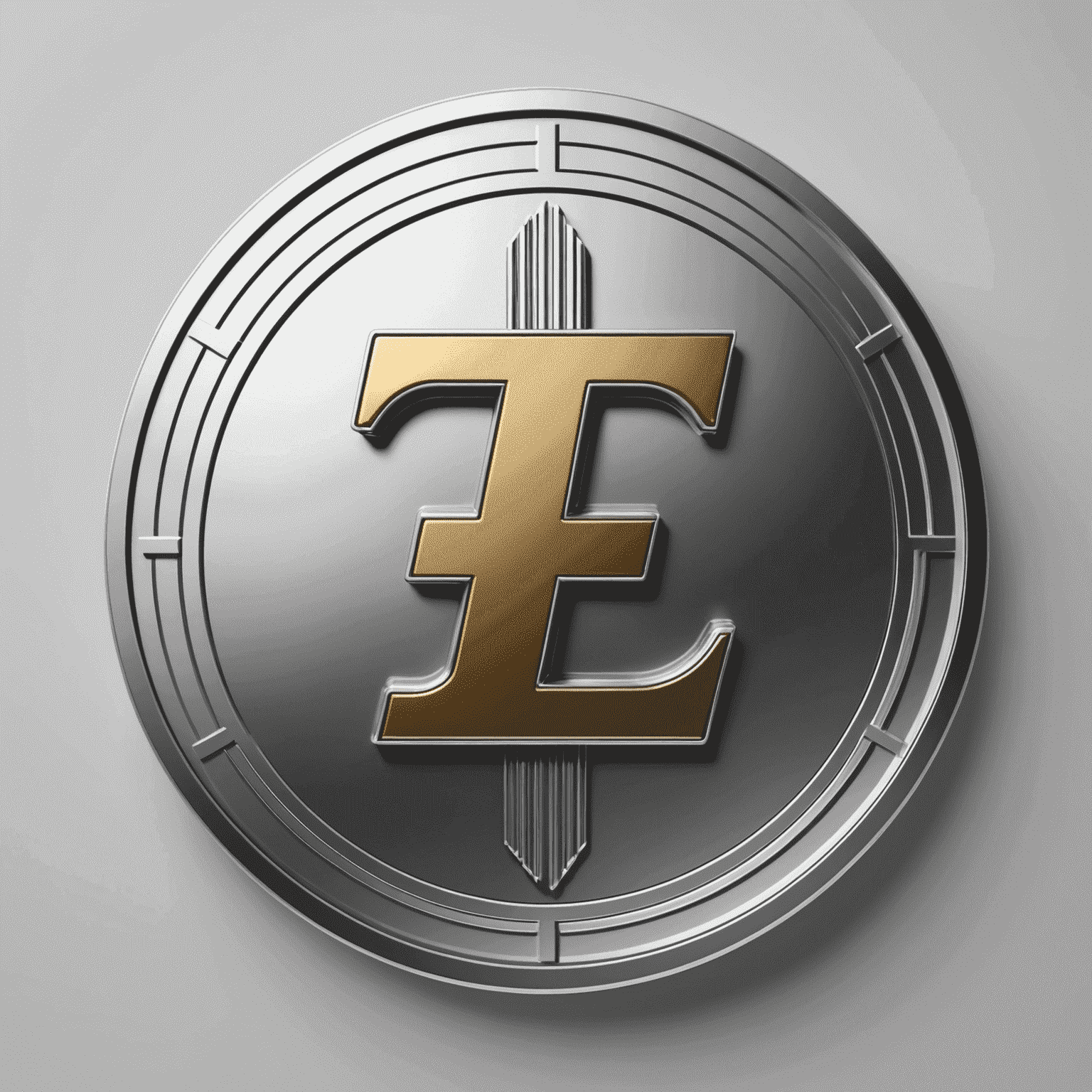 Das Logo von Litecoin, dem 'Silber zum Gold von Bitcoin', als ein stilisiertes 'L' in Silberfarbe.